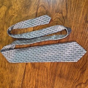 ERMENEGILDO ZEGNA Geometric Patterned 100% Silk Neck Tie Italy